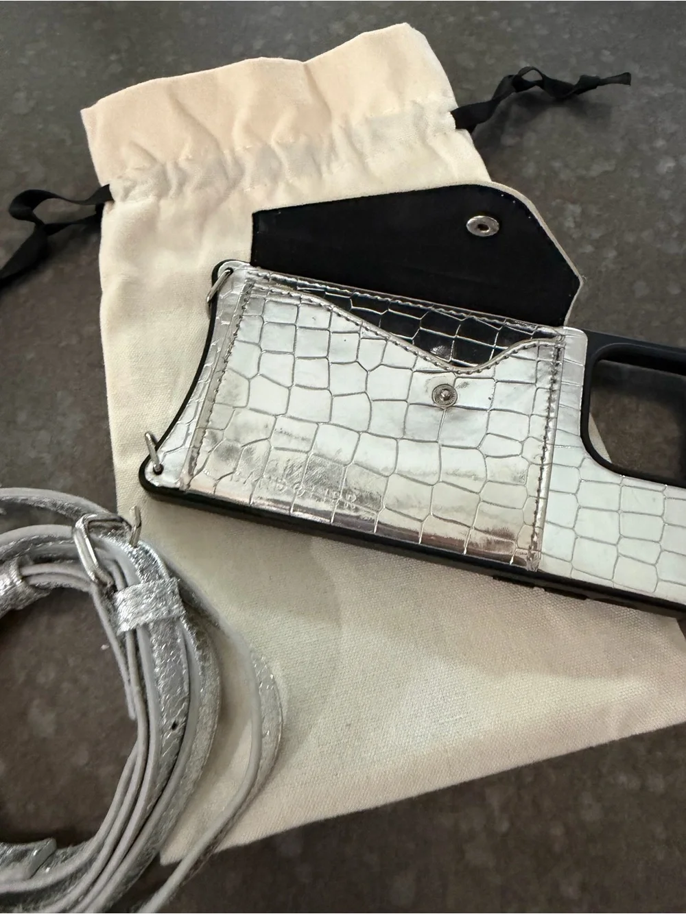 Bandolier Croc Leather Crossbody iPhone 13 Pro Max Case with Strap